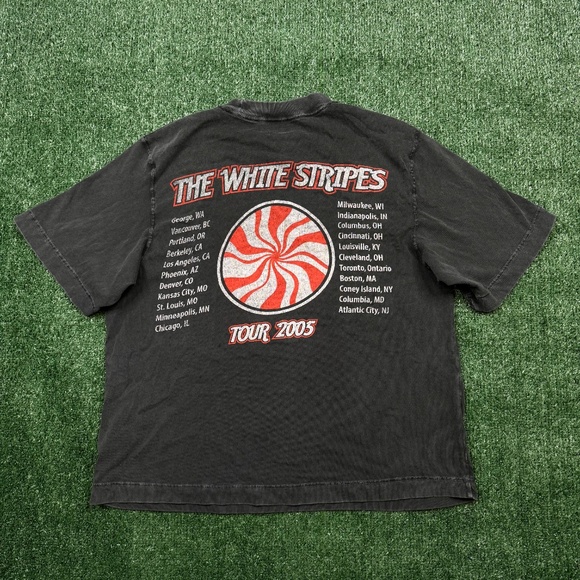The White Stripes T Shirt Men's Size M Black Boxy Cropped Short Sleeve AF - Picture 8 of 8